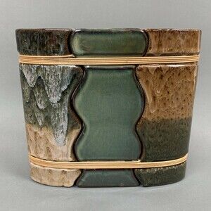 Brown Green Multi-color Vase 8 1/4 High x 2 x 9 1/8 Wide